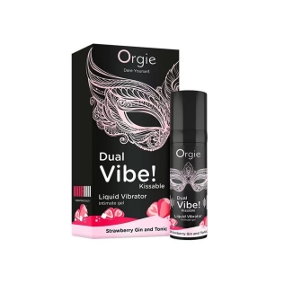 Жидкий вибратор коктейль Джин тоник клубника Orgie DUAL VIBE! 15 мл