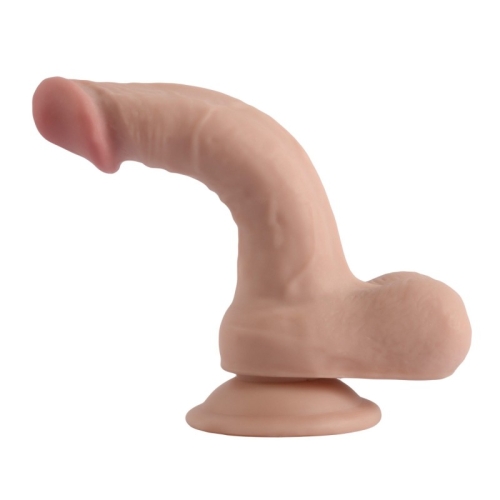 Фаллоимитатор с мошонкой реалистичный на присоске телесного цвета Vscnovelty Sliding skin dual layer dick - 2
