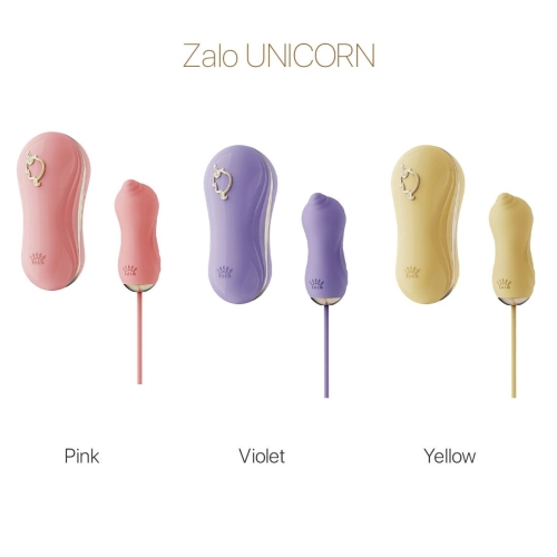 Вакуумний кліторальний стимулятор та віброяйце жовтого кольору Zalo UNICORN - 8