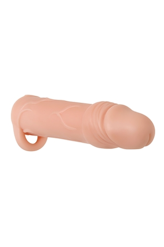 Насадка на член реалістична з петлею тілесного кольору Adam &amp;amp; Eve True Feel Extension Flesh розмір XL - 9