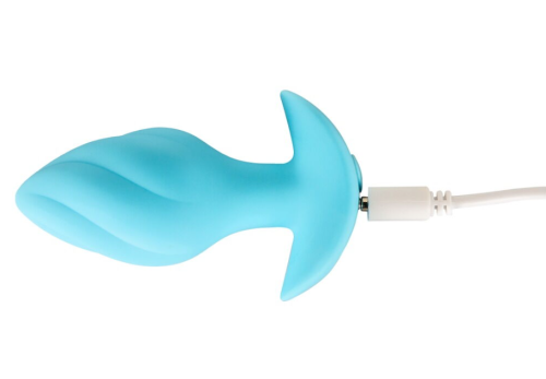 Анальная вибропробка синяя Soft Silicone Vibrating Mini Butt Plug - 4