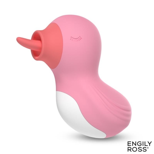 Кліторальний вібратор рожевий Engily Ross Quacky Massager Licking Tongue - 3