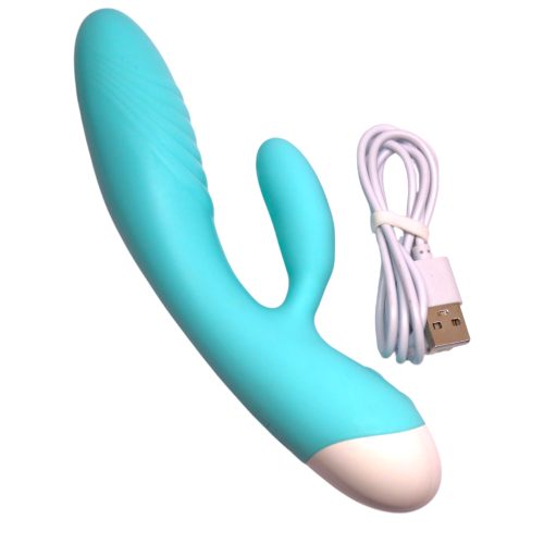 Вібратор кролик вагінальний та з відростком для клітора блакитний Blue massager - 4