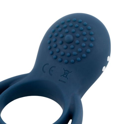 Ерекційне віброкільце на член подвійне силіконове синє Boners Vibrating Double Cock Ring - 6