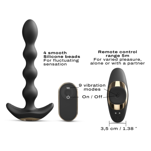 Анальний вібростимулятор з пультом ДК чорного кольору Dorcel FLEXI BALLS - 4