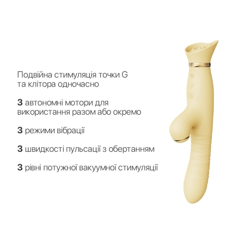 Вибратор пульсатор с вакуумным отростком для клитора желтого цвета Zalo ROSE Thruster Lemon - 4