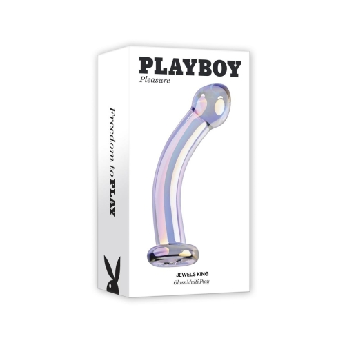 Фалоімітатор скляний для точки G або P блакитного кольору Dream Toys Playboy - 9