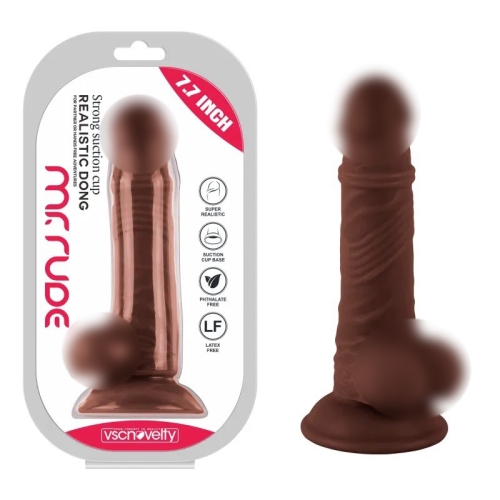 Фаллоимитатор реалистичный на присоске Realistic Dong Brown Mr. Rude 7.7 коричневый - 1