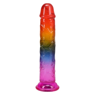 Фаллоимитатор реалистичный на присоске радужный Doc Johnson Crystal Jellies - 7.5 Inch