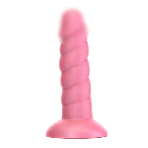 Фалоімітатор ребристий на присосці рожевий Addiction Unicorn Dildo 5.5” та віброкуля у подарунок - 1
