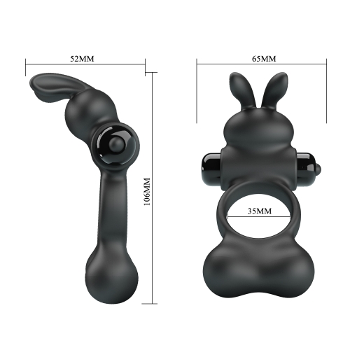 Эрекционное виброкольцо на член с шариками и ушками для клитора черное LYBAILE Pretty Love Yusuf - 9