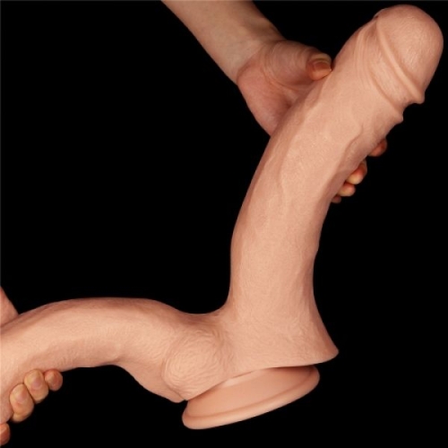 Подвійний фалоімітатор реалістичний на присоску lovetoy тілесний - 3