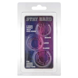Набор из 3 шт эрекционных колец без вибрации фиолетовые STAY HARD - Three Rings Purple