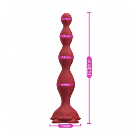 Анальный вибростимулятор Rose Power Beads красного цвета - 2