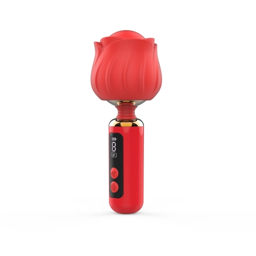 Вібромасажер голівка у вигляді червоної троянди Loviss Rose Mini Massage Wand Vibrator 9 режимів - 2
