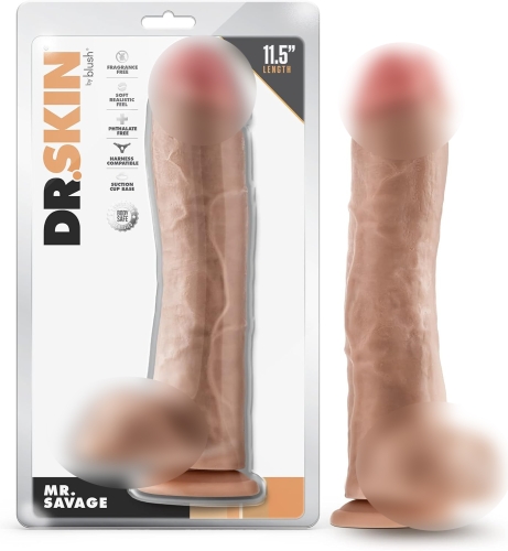 Фалоімітатор гігант реаліст на присосці бежевий Blush Dr. Skin Mr. Savage - 1