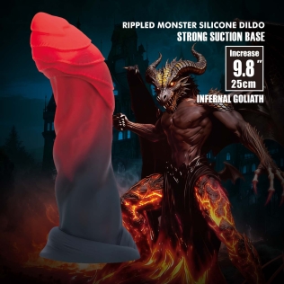 Фаллоимитатор силиконовый на присоске, красно-черный Baile Power Monsters Infernal Goliath
