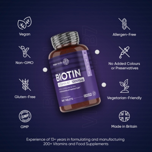 Таблетки для міцності волосся Leadinghealth Maxmedix Biotin 365 капсул - 3