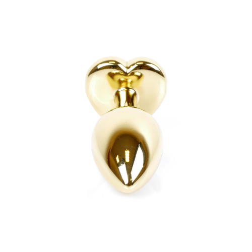 Анальний корок золотистого кольору з чорним камінчиком у формі серця Boss series Jewellery - 6