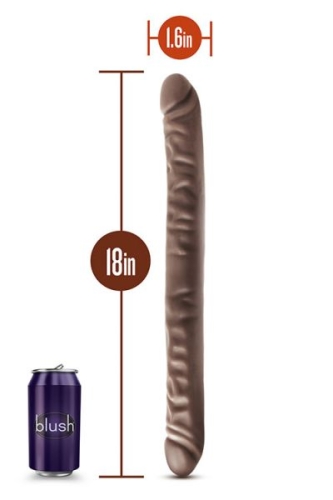 Подвійний фалоімітатор реалістичний шоколадного кольору DR SKIN 18inch CHOCOLATE - 4