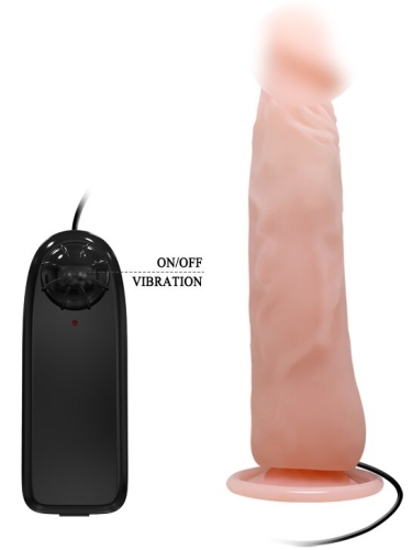 Вібратор на присосці реалістичний тілесний Vibrating Cock - 1
