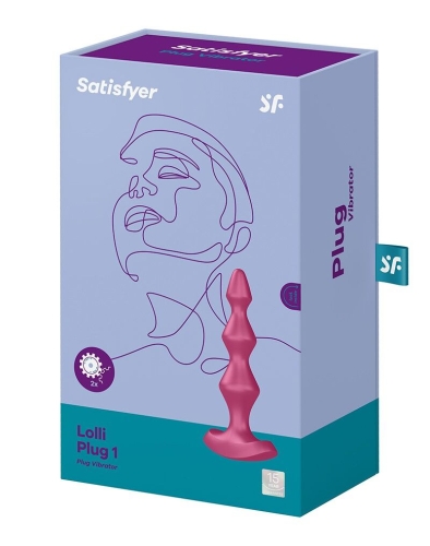 Анальный 12/3,2 см стимулятор-бусины с двумя моторами Satisfyer Lolli-Plug 1 (Berry) Пробка Лолли - 5