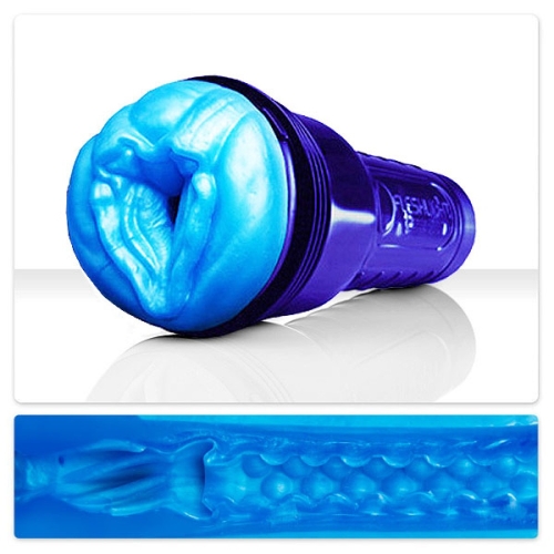 Мастурбатор в колбе вагина из киберкожи синего цвета Fleshlight - 1