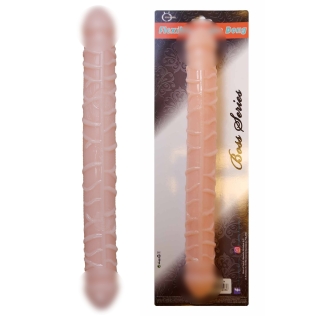 Подвійний фалоімітатор реалістик тілесного кольору Boss Series Flexible Double Dong