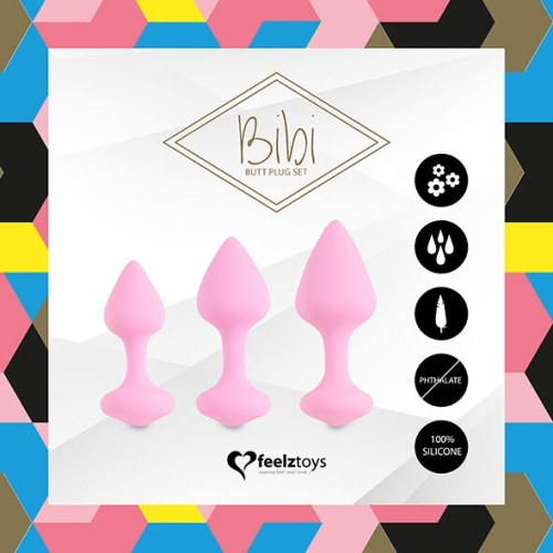 Набір силіконових анальних пробок рожеві FeelzToys Bibi Butt Plug - 3