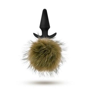 Анальная пробка с желтым хвостиком кролика POM PLUGS BROWN