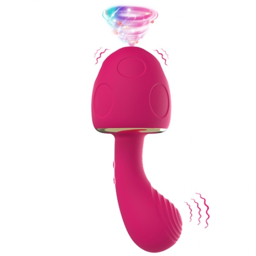 Вакуумний вібратор 2 в 1 із підігрівом малиновий Vscnovelty Mushroom Sucking Vibrator - 3