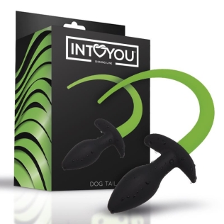Анальная пробка с хвостом светится зеленым в темноте Intoyou Glow In The Dark Dog Tail Butt Plug