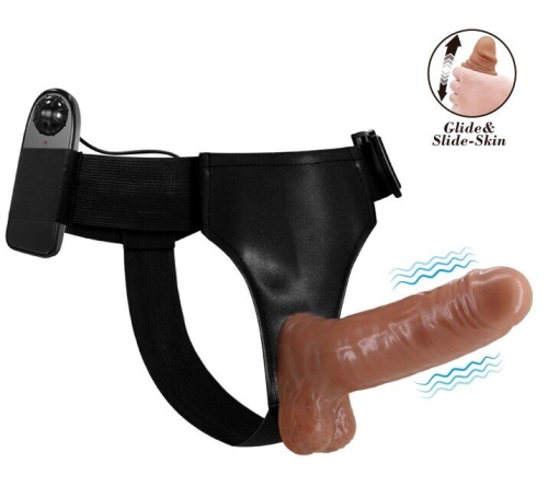Страпон с вибрацией на ремне коричневый Ultra Passionate Harness Realdeal Penis 6.2 - 14