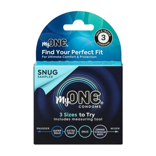 Набір презервативів із 3х розмірів прозорі ONE MyONE Snug Sampler 3 штуки - 1