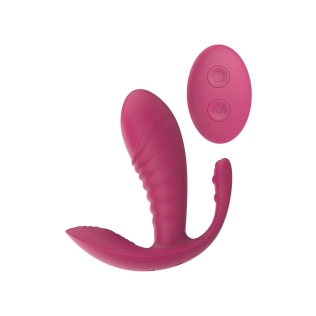Вибратор рельефный с тройной стимуляцией и пультом управления красный Dream Toys Essentials 