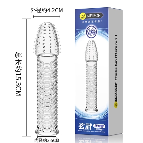 Стимулююча насадка-презерватив на член прозора Meleon - Basalt Crystal Wolf tooth sleeve - 5