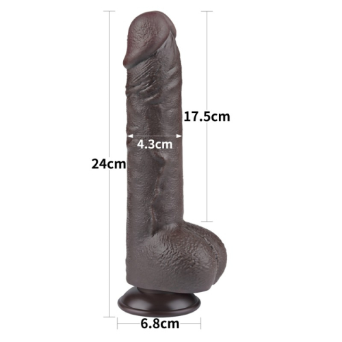 Реалістичний фалоімітатор на присосці Sliding Skin Dual Layer Dong 9.5 коричневий - 2