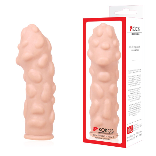 Насадка на член із стимулюючим рельєфом тілесного кольору Kokos Extreme Sleeve ES.11 розмір M - 3