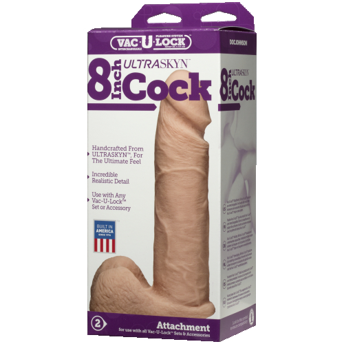 Фалоімітатор 18,5 см/5 см м'який реалістичний Doc Johnson Vac-U-Lock-8 Inch Ultraskyn Cock White - 4