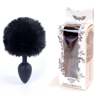 Анальная пробка с хвостом зайчика черного цвета S BOSS of TOYS Boss Series PLUG Bunny Tail
