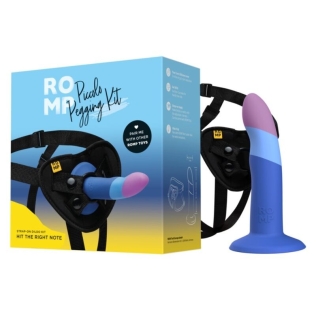 Страпон на присоске ременной для женщин силиконовый разноцветный Romp Piccolo Harness Silicone Dildo Tricolor Suction Cup