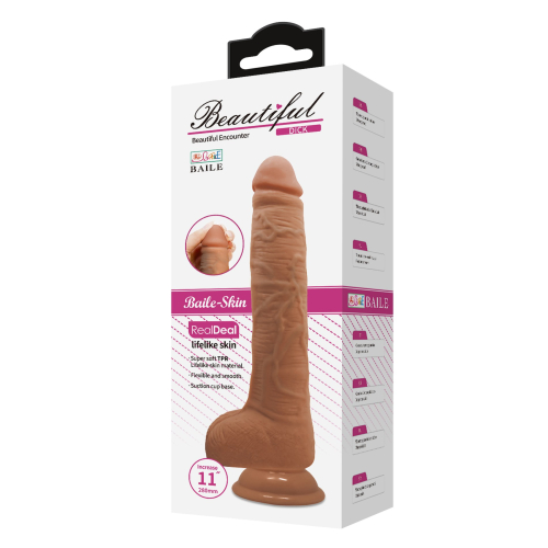 Фалоімітатор реалістичний на присосці тілесного кольору LyBaile Baile Beautiful DICK - 11