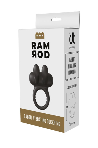 Эрекционное виброкольцо на член с ушками для клитора черное Dreamtoys Ramrod Rabbit - 8