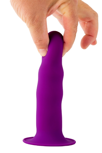 Фаллоимитатор с нагреванием на присоске фиолетовый SOLID LOVE RIBBED - 4