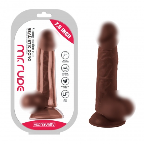 Фалоімітатор реалістичний на присосці коричневого кольору Vscnovelty Realistic Dong Mr. Rude - 1