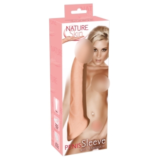Насадка на член реалистичная удлиняющая с фиксацией телесного цвета Nature Skin