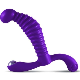 Масажер простати Nexus Titus Purple ребристий з металевою кулькою з ручкою Нексус