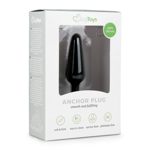 Анальна пробка із силікону чорна EasyToys Buttplug розмір S - 5