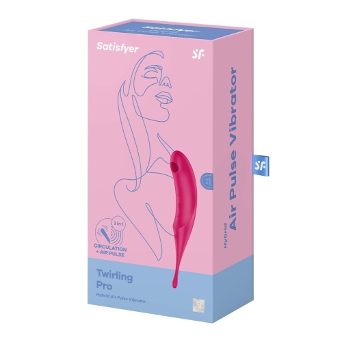 Двухсторонний вибратор с вакуумной стимуляцией клитора красного цвета Satisfyer Twirling Pro - 5