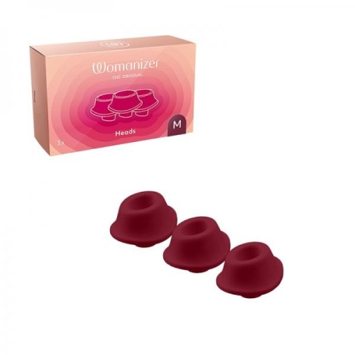 Сменные насадки средние для Womanizer Classic и Premium бордового цвета 3 штуки - 3